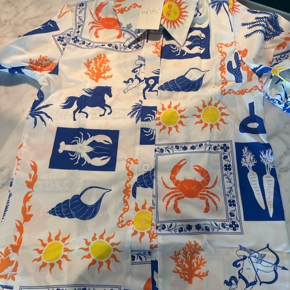 Endless MCON Coastal Print Matching Set NWT S Shirt Shorts Euro Summer Fit - Picture 6 of 7